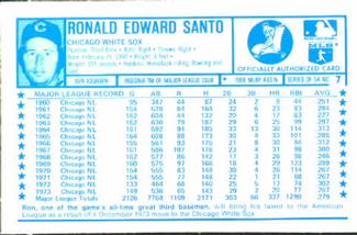 1974 Kellogg's 3-D Super Stars #7 Ron Santo  Back