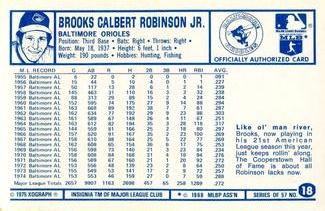 1975 Kellogg's 3-D Super Stars #18 Brooks Robinson  Back