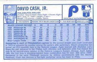 1976 Kellogg's 3-D Super Stars #16 Dave Cash Back