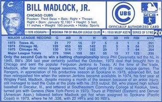 1976 Kellogg's 3-D Super Stars #20 Bill Madlock Back