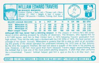 1977 Kellogg's 3-D Super Stars #9 Bill Travers Back