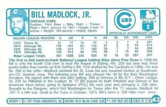 1977 Kellogg's 3-D Super Stars #43 Bill Madlock Back