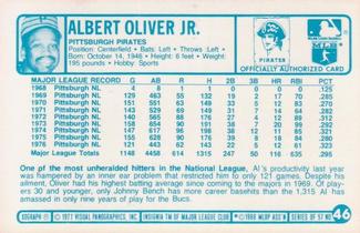 1977 Kellogg's 3-D Super Stars #46 Al Oliver Back
