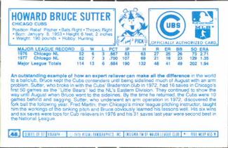 1978 Kellogg's 3-D Super Stars #48 Bruce Sutter Back