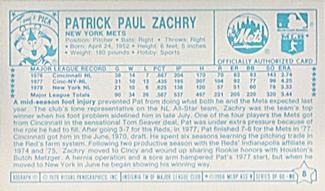 1979 Kellogg's #8 Pat Zachry Back