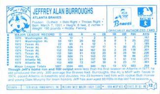 1979 Kellogg's 3-D Super Stars #12 Jeff Burroughs Back