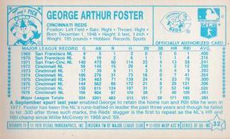 1979 Kellogg's 3-D Super Stars #32 George Foster Back