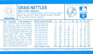 1980 Kellogg's 3-D Super Stars #18 Graig Nettles Back