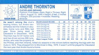 1980 Kellogg's 3-D Super Stars #28 Andre Thornton Back