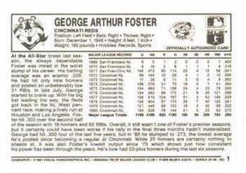 1981 Kellogg's 3-D Super Stars #1 George Foster Back