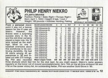 1981 Kellogg's 3-D Super Stars #12 Phil Niekro Back