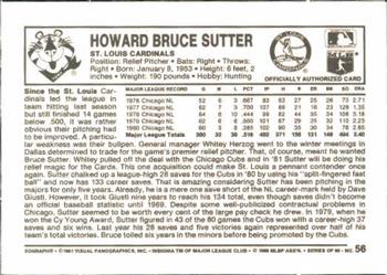 1981 Kellogg's 3-D Super Stars #56 Bruce Sutter Back