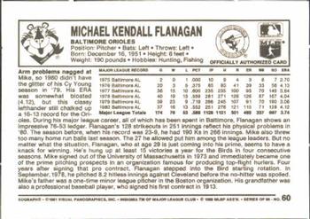 1981 Kellogg's 3-D Super Stars #60 Mike Flanagan Back