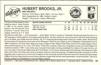 1982 Kellogg's 3-D Super Stars #10 Hubie Brooks Back