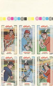 1983 Kellogg's 3-D Super Stars #48-50, 53-55 Jack Clark / Keith Hernandez / Greg Luzinski / Kent Hrbek / Bob Horner / Gary Carter Front