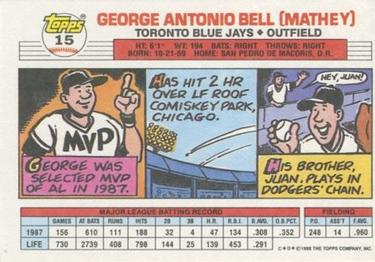 1988 Topps Big #15 George Bell Back