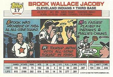 1988 Topps Big #17 Brook Jacoby Back