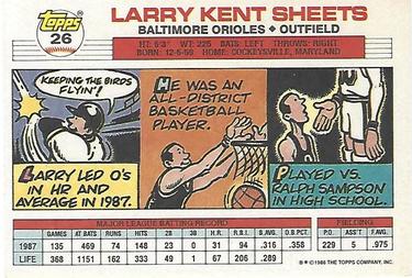 1988 Topps Big #26 Larry Sheets Back