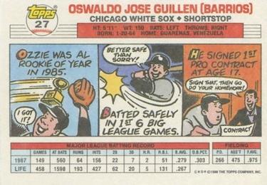 1988 Topps Big #27 Ozzie Guillen Back