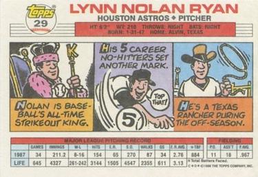 1988 Topps Big #29 Nolan Ryan Back