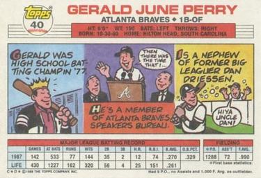 1988 Topps Big #40 Gerald Perry Back
