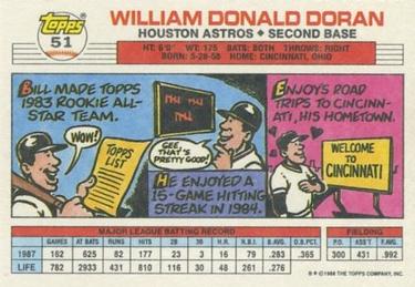 1988 Topps Big #51 Bill Doran Back
