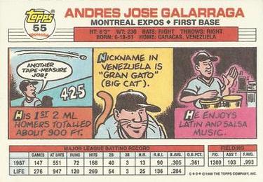 1988 Topps Big #55 Andres Galarraga Back