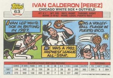 1988 Topps Big #63 Ivan Calderon Back