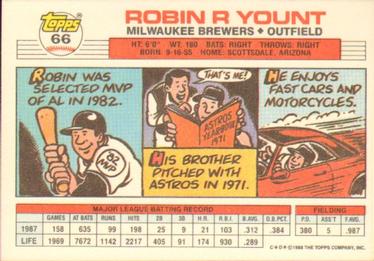 1988 Topps Big #66 Robin Yount Back