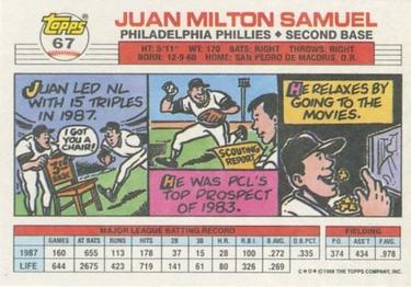 1988 Topps Big #67 Juan Samuel Back