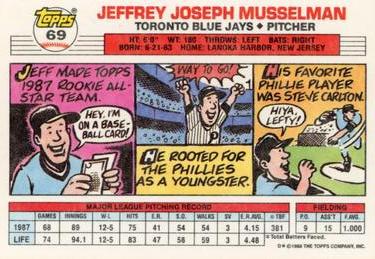 1988 Topps Big #69 Jeff Musselman Back