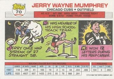 1988 Topps Big #70 Jerry Mumphrey Back