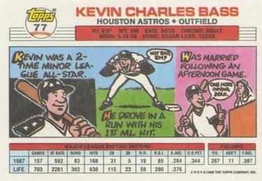 1988 Topps Big #77 Kevin Bass Back