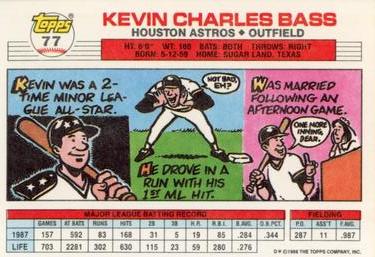 1988 Topps Big #77 Kevin Bass Back
