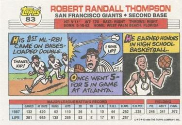 1988 Topps Big #83 Robby Thompson Back