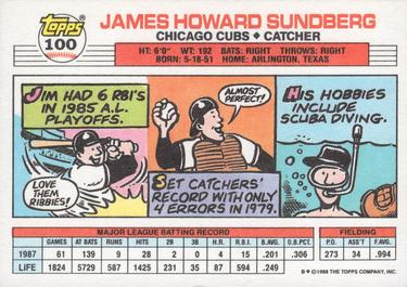 1988 Topps Big #100 Jim Sundberg Back