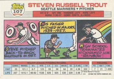 1988 Topps Big #107 Steve Trout Back