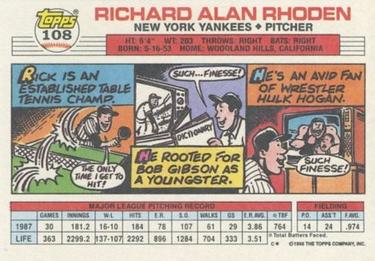 1988 Topps Big #108 Rick Rhoden Back