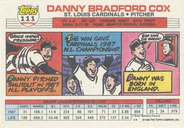 1988 Topps Big #111 Danny Cox Back