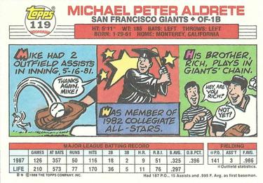 1988 Topps Big #119 Mike Aldrete Back