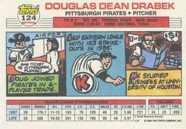 1988 Topps Big #124 Doug Drabek Back