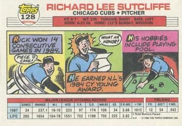 1988 Topps Big #128 Rick Sutcliffe Back