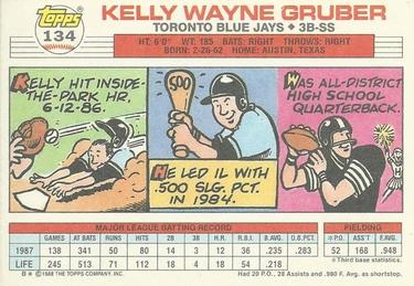 1988 Topps Big #134 Kelly Gruber Back