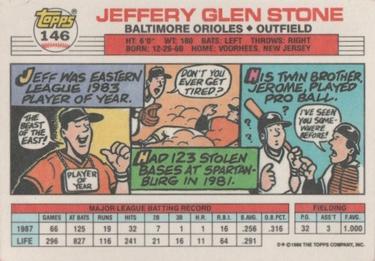 1988 Topps Big #146 Jeff Stone Back