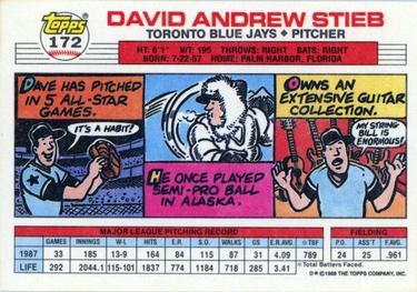 1988 Topps Big #172 Dave Stieb Back