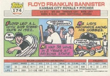1988 Topps Big #174 Floyd Bannister Back