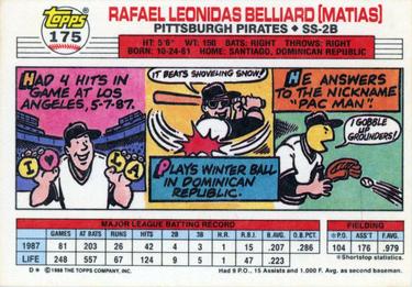 1988 Topps Big #175 Rafael Belliard Back