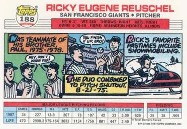 1988 Topps Big #188 Rick Reuschel Back