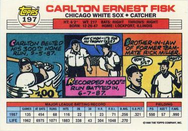 1988 Topps Big #197 Carlton Fisk Back