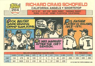 1988 Topps Big #204 Dick Schofield Back